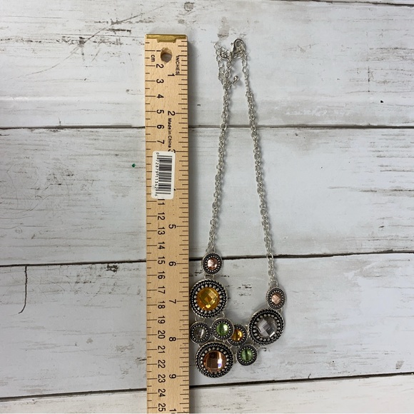 Premier Designs Necklace Circles Multicolored Silver Tone Statement Bib Boho - Picture 5 of 6